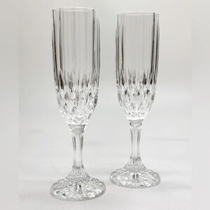 French Fluted Crystal Bretagne Champagne‎ Flutes-Set of 2